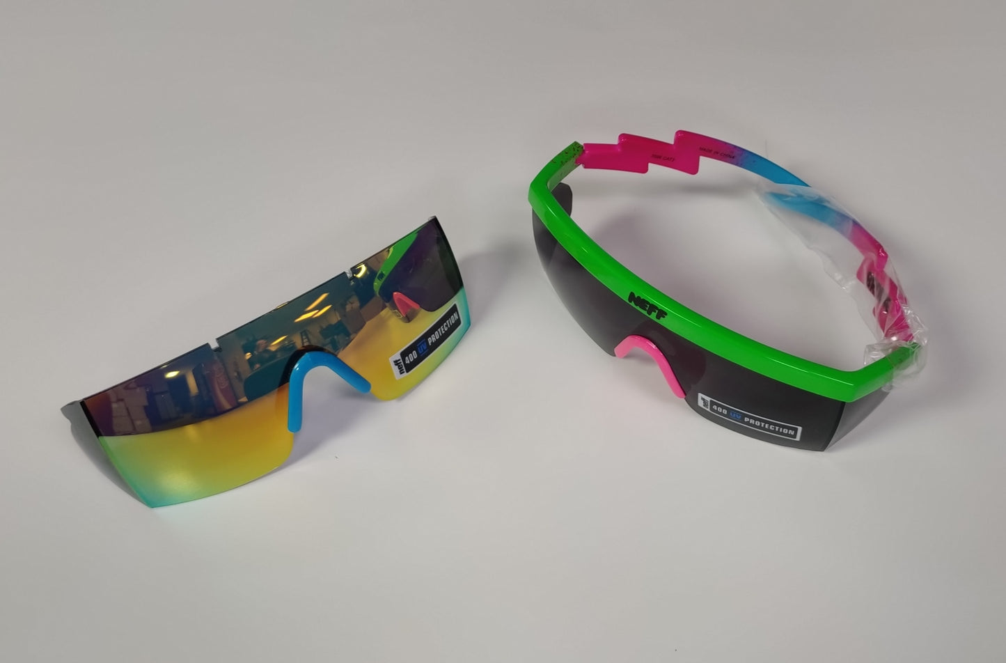 NEW Neff Brodie Pink/Blue/Green Sunglasses + pouch Msrp $50