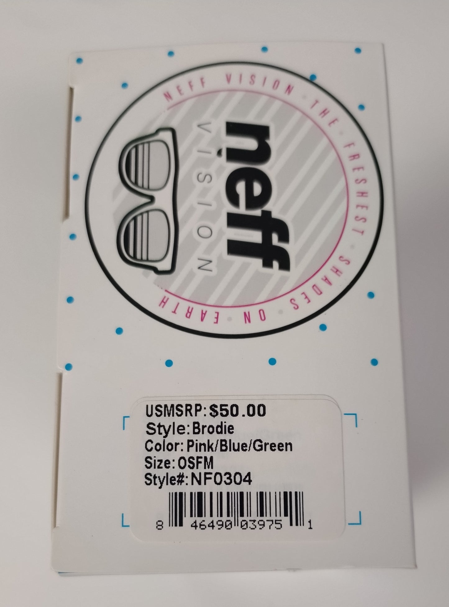 NEW Neff Brodie Pink/Blue/Green Sunglasses + pouch Msrp $50