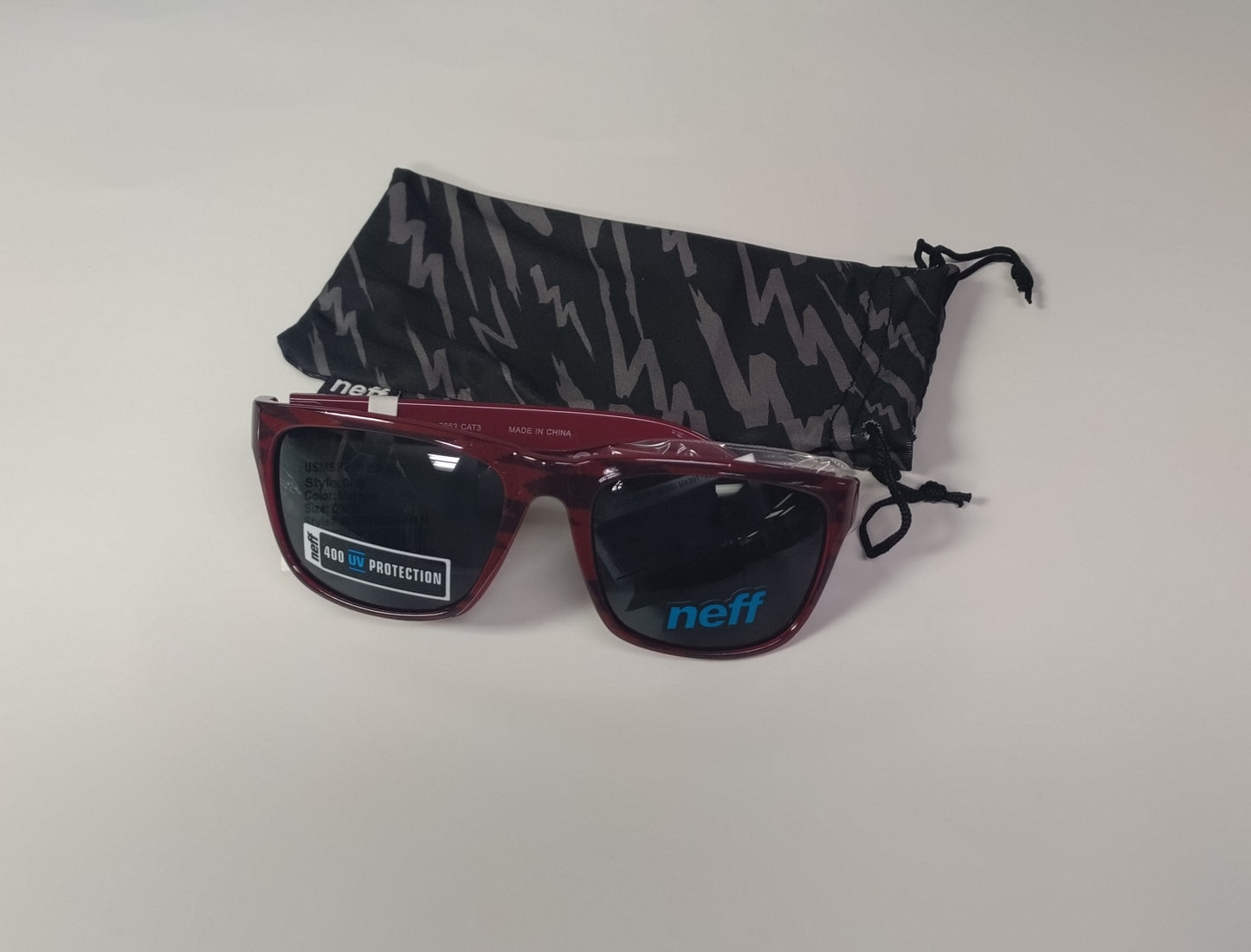 NEW Neff Chip Maroon Sunglasses + pouch Msrp$20