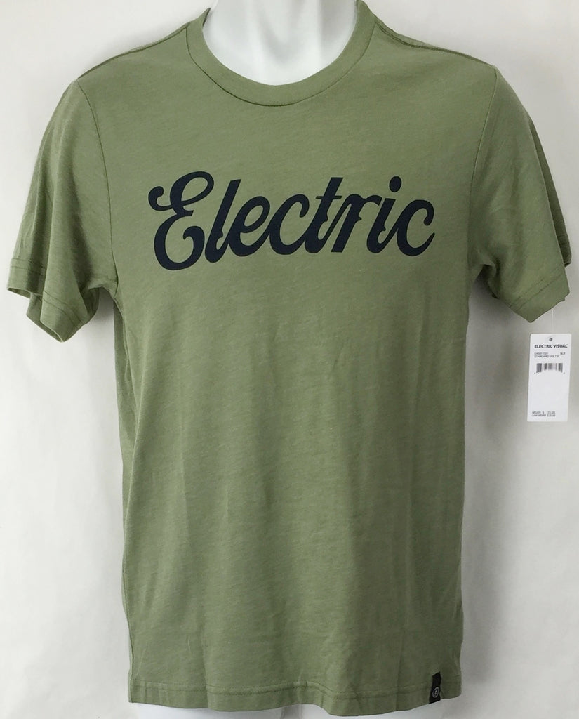 NEW Electric Cursive Green Mens Small Snow Skate Cotton Tee Shirt Msrp$22