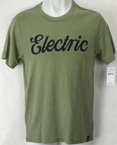 NEW Electric Cursive Green Mens Medium Snow Skate Cotton Tee Shirt Msrp$22