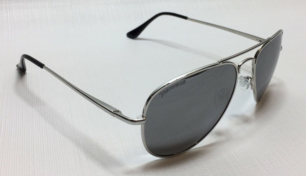 NEW Peppers Eyewear Freeway Silver Mirror Aviator Polarized Sunglasses Msrp
